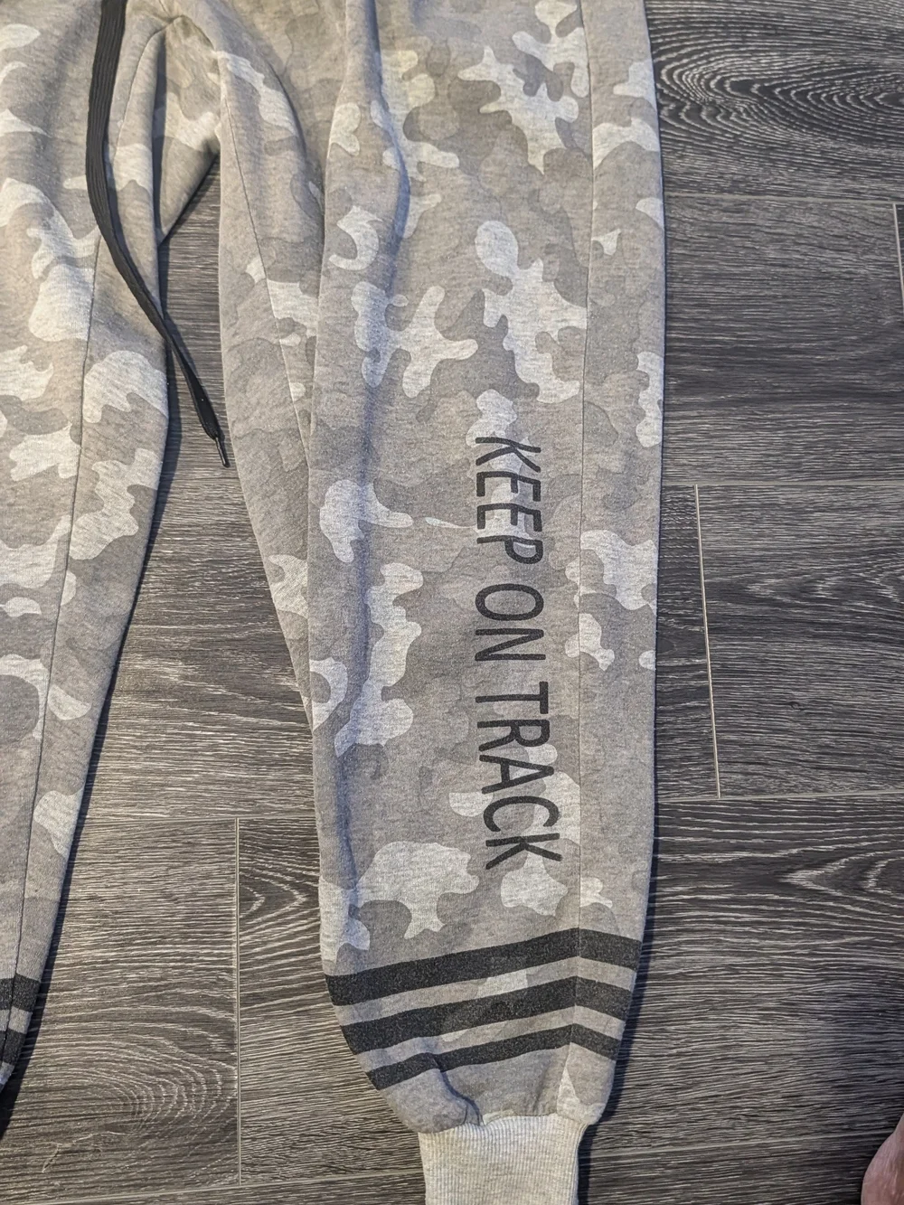 New Look Gray Camo Track Joggers with Black Drawstring